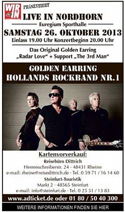 Golden Earring Nordhorn October 26, 2013 show announcement